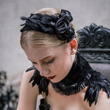 Devil Fashion Headwear Sexy Women Gothic Black Roses Feather Hair Plug