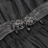 As07601 Unisex Gothic Black Pleated High Neck Collar