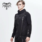 Korean Style Asymmetric Cross Shaped Black High Collar Punk Men Shirts