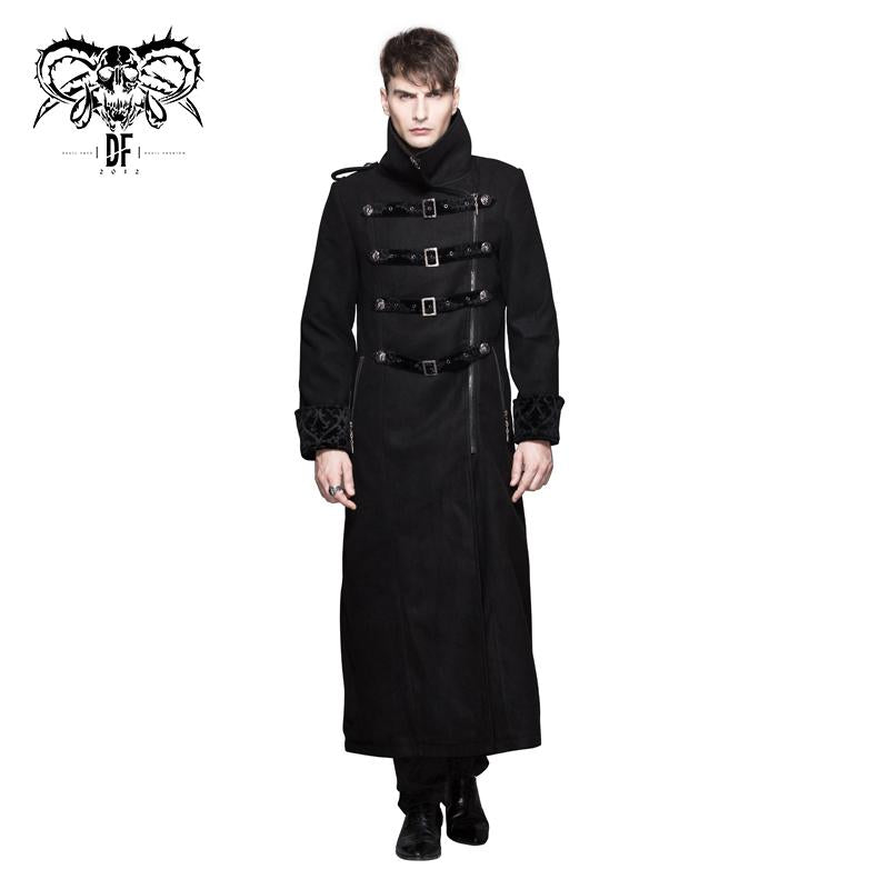 Men Removable One Sided Shawl Thick Long Coat