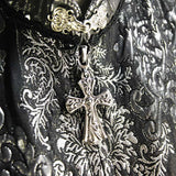 Gothic Black And Silver Eyelash Lace Jacquard High Collar Women Triangular Shawl