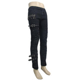 Daily Life Wear Men Metallic Punk Broken Holes Trousers With Loops