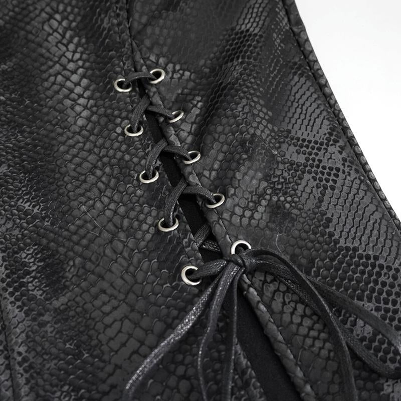 Skt124 Snakeskin Pattern Symmetrical Slit Skirt