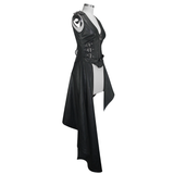 Zipper Up Asymmetric Sleeveless Women Punk Rock Mid Length Leather Dress