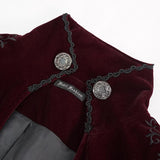 Ct173 Gothic Black And Red Bloody Embroidered Men Coat