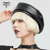 Salome' Punk Skull Faux Leather Beret
