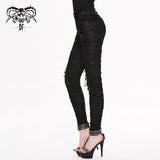 Daily Leather Palm Broken Holes Coated Knit Punk Women Leggings