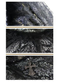 Gothic Black And Silver Eyelash Lace Jacquard High Collar Women Triangular Shawl