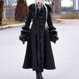 'Baroness' Gothic Long Coat with Fur Collar and Sleeves