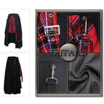 Daily Life Young Girls Fake 2 Pieces Black And Red Scottish Plaid Overskirt With Adjust Loops