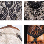 Gothic Sexy Women Mid Length Gothic Patterned Lace Modal T Shirt With Necklace