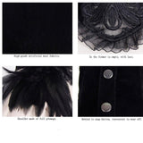 Gothic Party Accessory Sexy Women Feather Velveteen Black High Collar