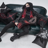 'Twisted' Gothic Cross-shaped Pillow (Ink)