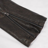 'Villain Blues' Punk Faux Leather Trench Coat (Brown)