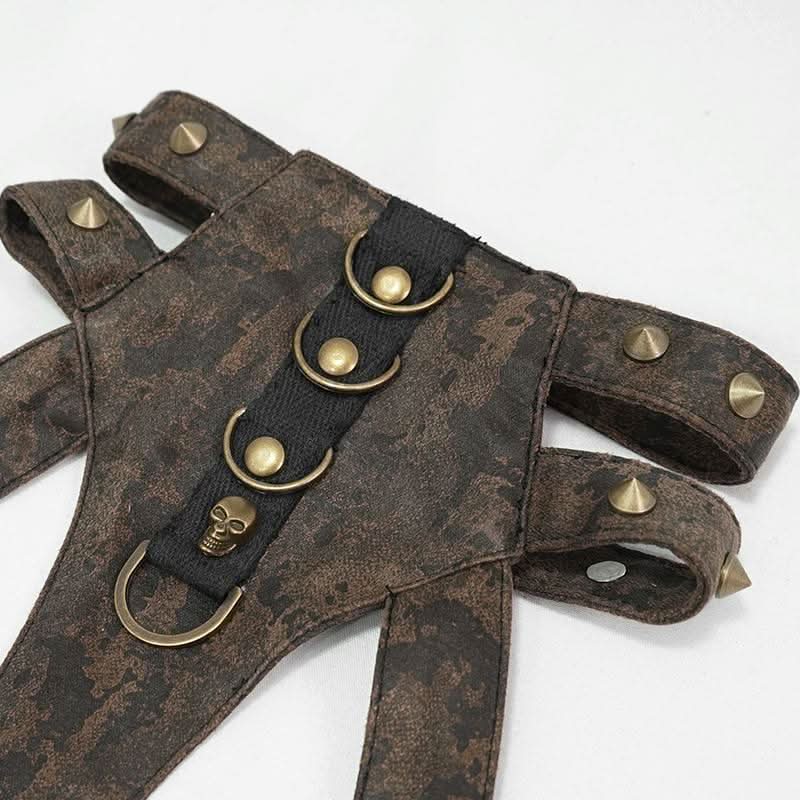 Steampunk Accessories Brown Women Distressed Body Harness With Chains