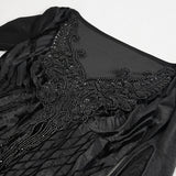 'Twilight Zone' Beaded Gothic Lace Floral Top