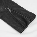 'Villain Blues' Punk Faux Leather Trench Coat (Black)