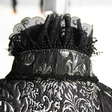 Gothic Black And Silver Eyelash Lace Jacquard High Collar Women Triangular Shawl