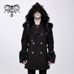 Winter Men Cape Collar Punk Long Coat With Fur
