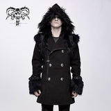 Winter Men Cape Collar Punk Long Coat With Fur