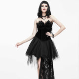 Gothic Wedding Strapless Feathered Sexy Short Velveteen Dress With Rose Lace Tail