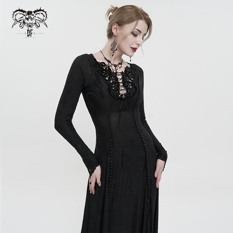 'Great Expectations' Gothic Embroidered Long Dress