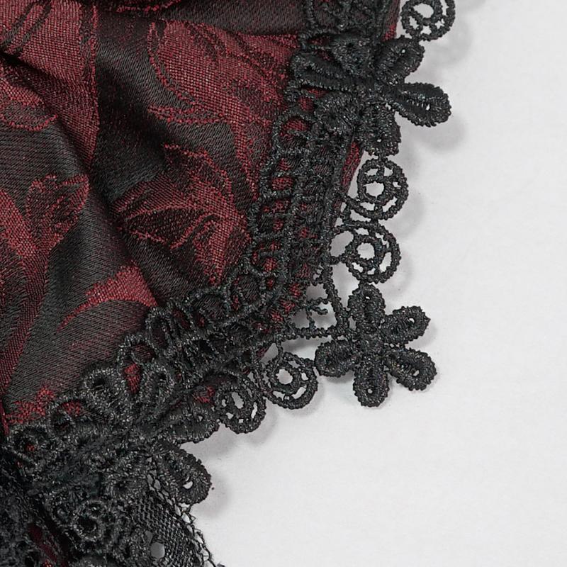 'Wednesday' Gothic Lace Bow Tie (Fire Brick)