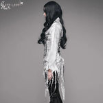 Daily Lace Tassels Sexy Women Long Sleeves Lace Up Printed White Blouse