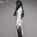Daily Lace Tassels Sexy Women Long Sleeves Lace Up Printed White Blouse