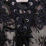 Gothic Adjustable Steel Buckles Fishbone Transparent Lace Corset With Feather Flowers