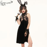 Seductress' Gothic Velvet Halterneck Lingerie