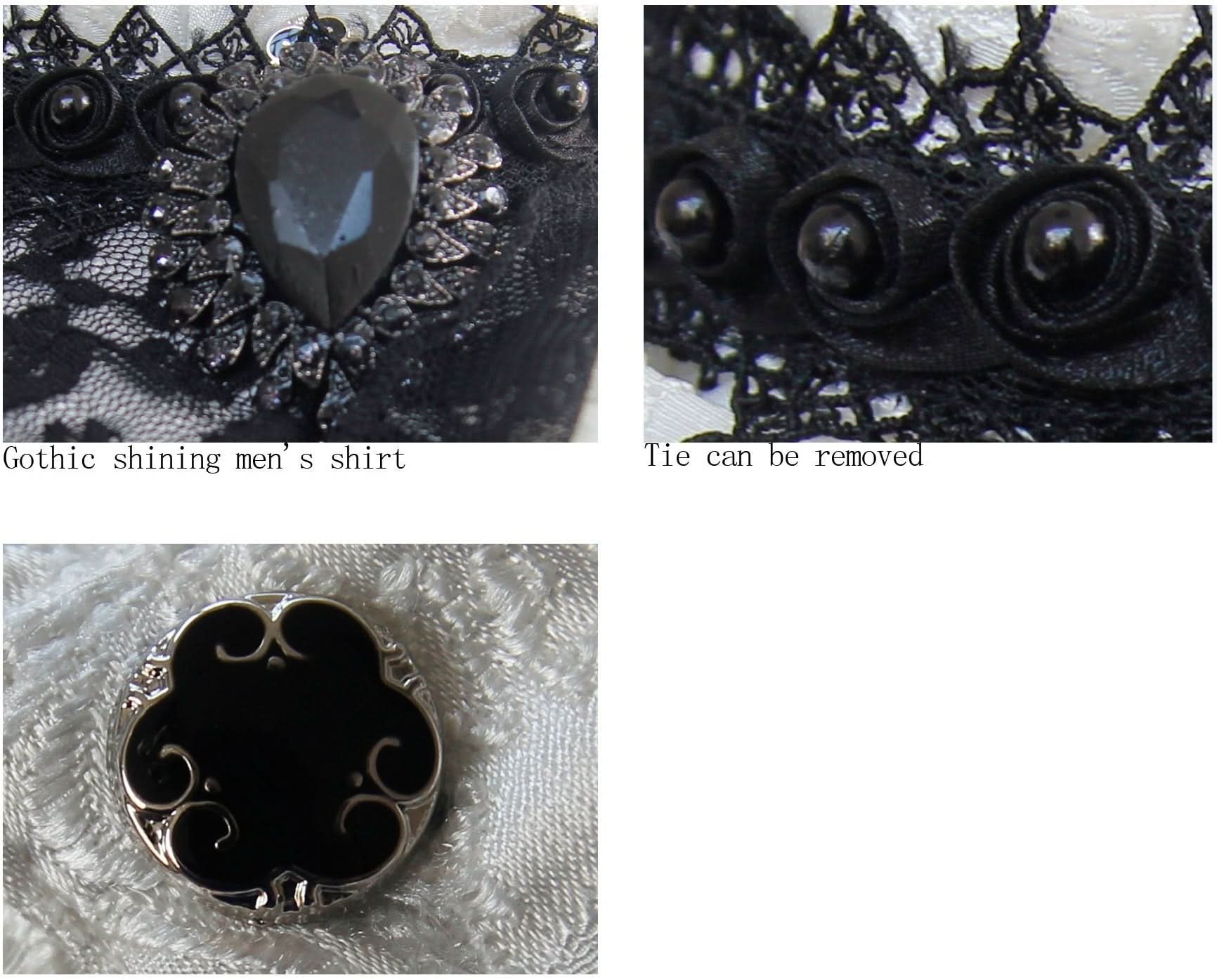 Gothic Festival Paisley Patterned Lace Sleeves White Gentle Men Shirts With Bow Tie