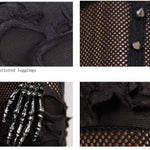 Gothic Sexy Women Skeleton Palm Ripped Knitted Leggings