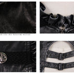 Black And Silver Big Opening Chest Wave Collar Sexy Lady Leather Waistcoats