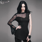 'In Flux' Gothic Top With Mesh Panel And Lace