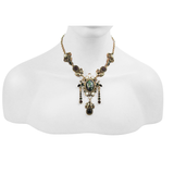 Victoria Ancient Gold Vintage Distressed Alloy Necklace With Jewel And Pearls