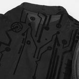 Tt170 Cyberpunk Flocking Mesh Stand Collar Short T Shirt