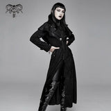 Big Shawl Collar Hand Embroidered Women Zipper Up Gothic Long Coat