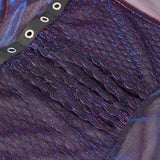 'Electric Dreams' Long Sleeve Asymmetric Mesh Tee (Purple)