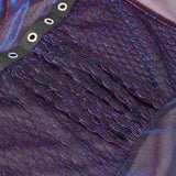 'Electric Dreams' Long Sleeve Asymmetric Mesh Tee (Purple)
