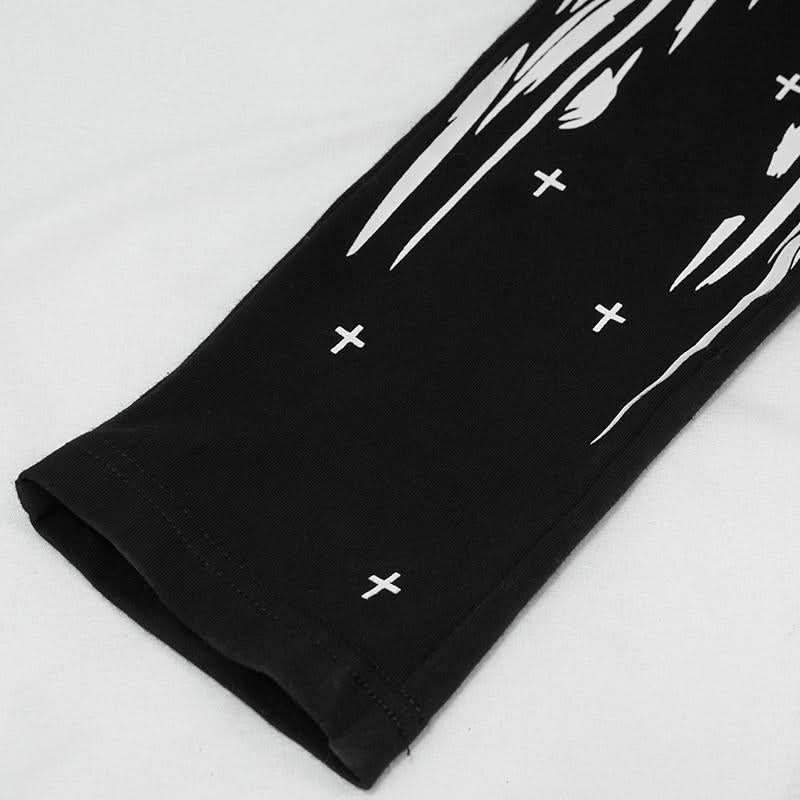 Pt136 Punk Skull Wing Printed Leggings
