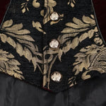 Western Fashion Noble Party Golden Embroidery Wine Fleece Men Long Coat