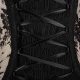 Gothic Adjustable Steel Buckles Fishbone Transparent Lace Corset With Feather Flowers