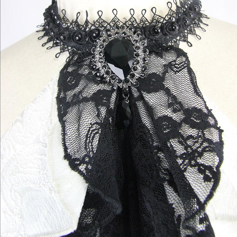 Gothic Black And White Paisley Jacquard Contrast Color Men Bow Tie