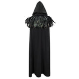 Hallowmas Christmas Festival Feather Woollen Hooded Gothic Big Cape For Women And Men