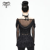 'Shadow Song' Gothic Mesh Top With Boat Neckline