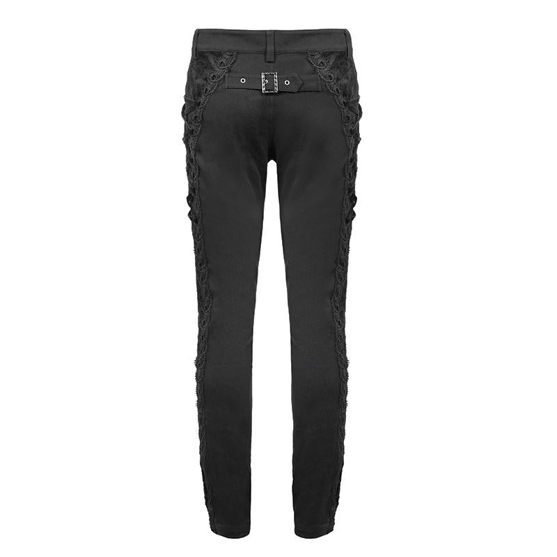 Punk Wedding Men Gothic Trousers With Side Bottons And Side Flocking