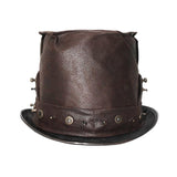 Steampunk Metallic Brown Unisex Spiked Leather Top Hat