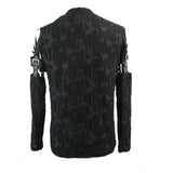 Daily Punk Leather Spliced Irregular Detachable Sleeve Lace Up Men T Shirt