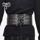 Punk Metallic Armor Silver Lace Up Men Leather Belts